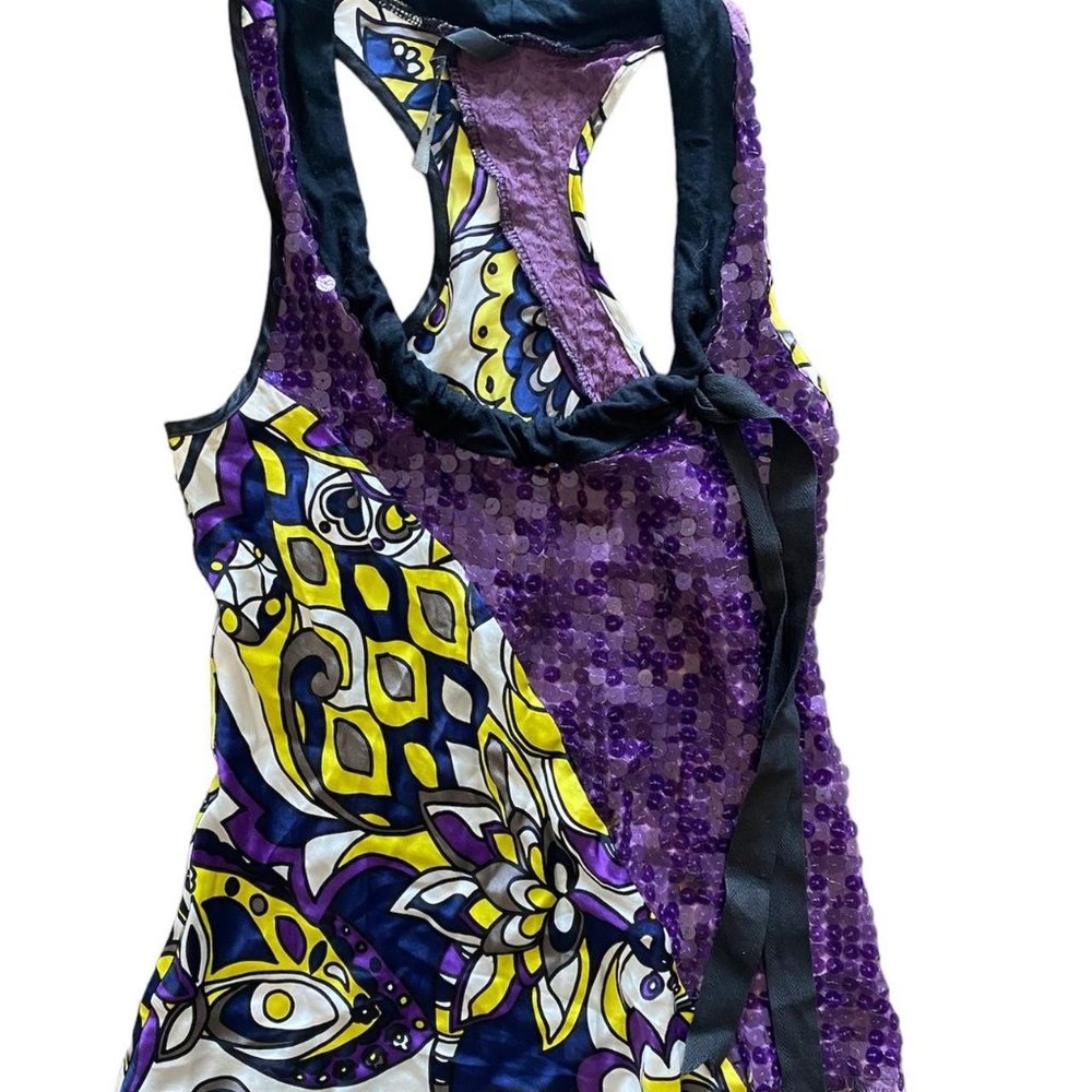Purple abstract blouse with sequin detail